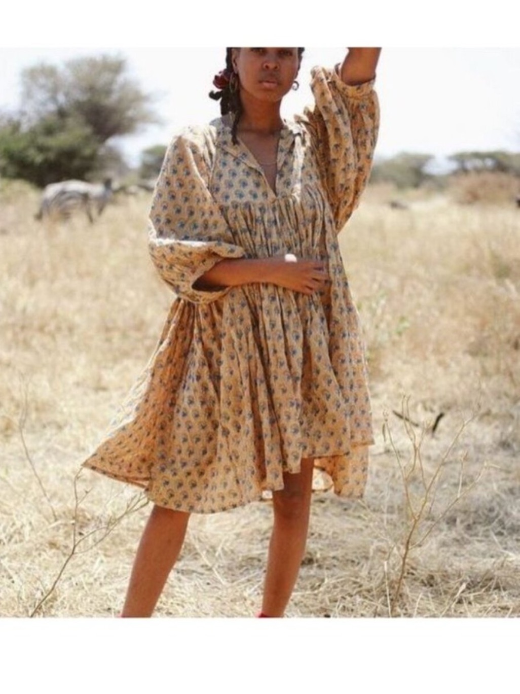 Daughters Of India Kyra Mini Dress Sandalwood